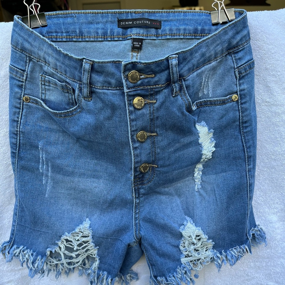 Women's Blue Ripped Jean Shorts